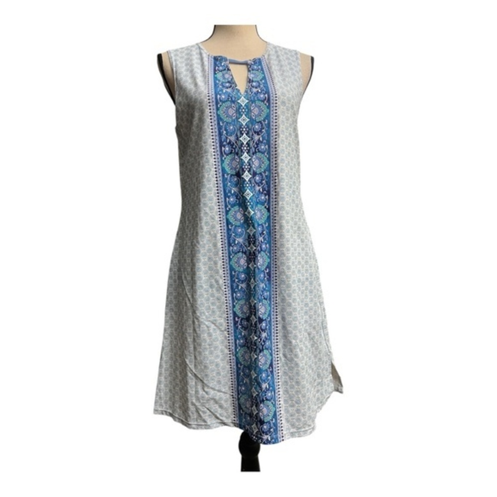 Aqua Et Sol Blue and White Patterned Mini Dress Size M